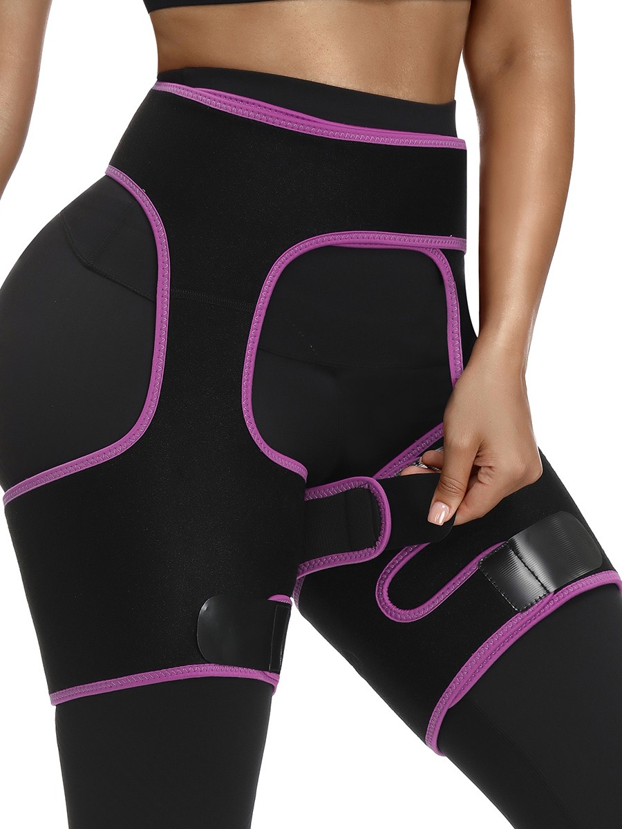 Stretch Rose Red Sticker Open Butt Neoprene Thigh Shaper Light Control