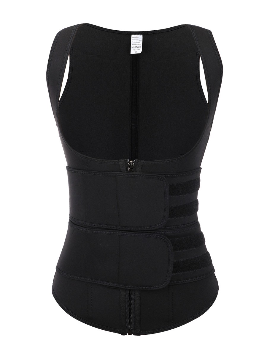 Black Neoprene Waist Trainer With Double Belt Abdominal Control