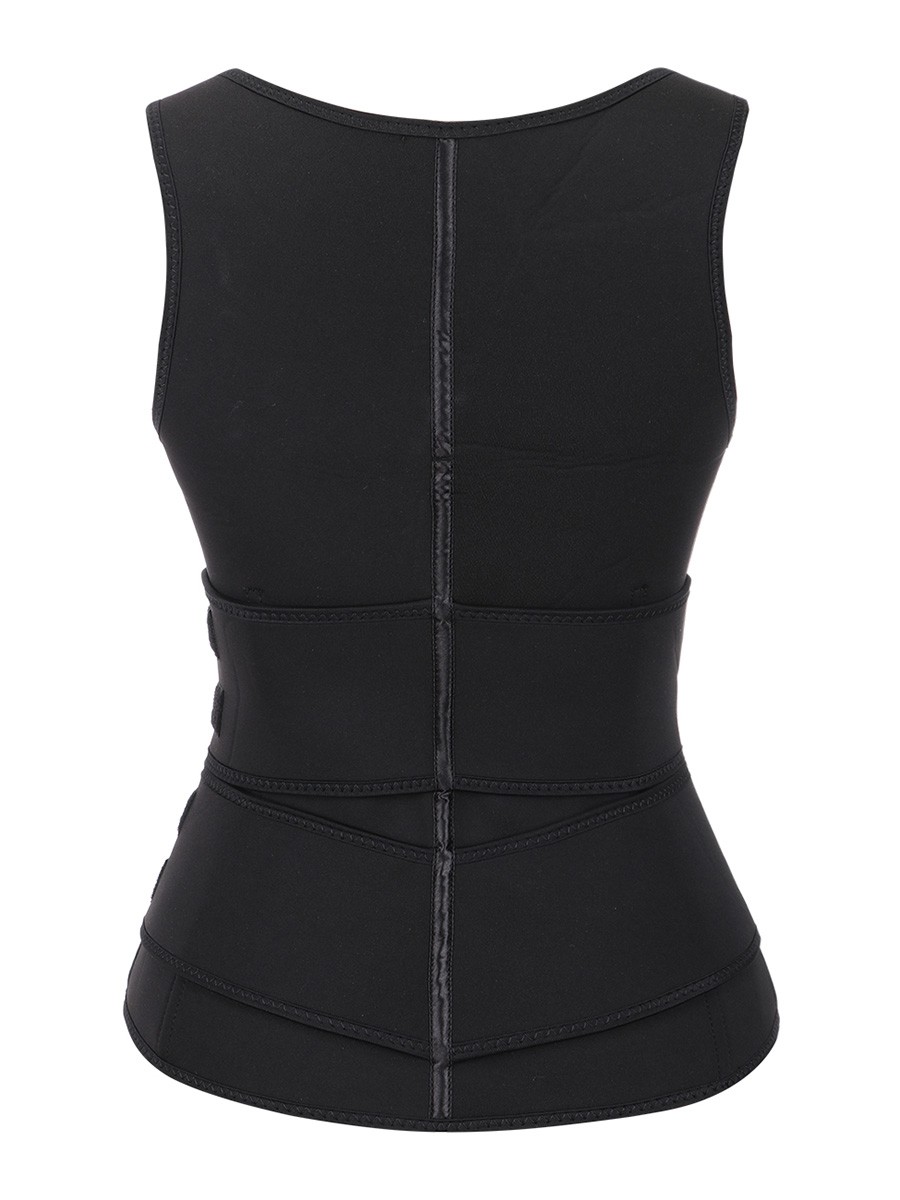 Black Neoprene Waist Trainer With Double Belt Abdominal Control