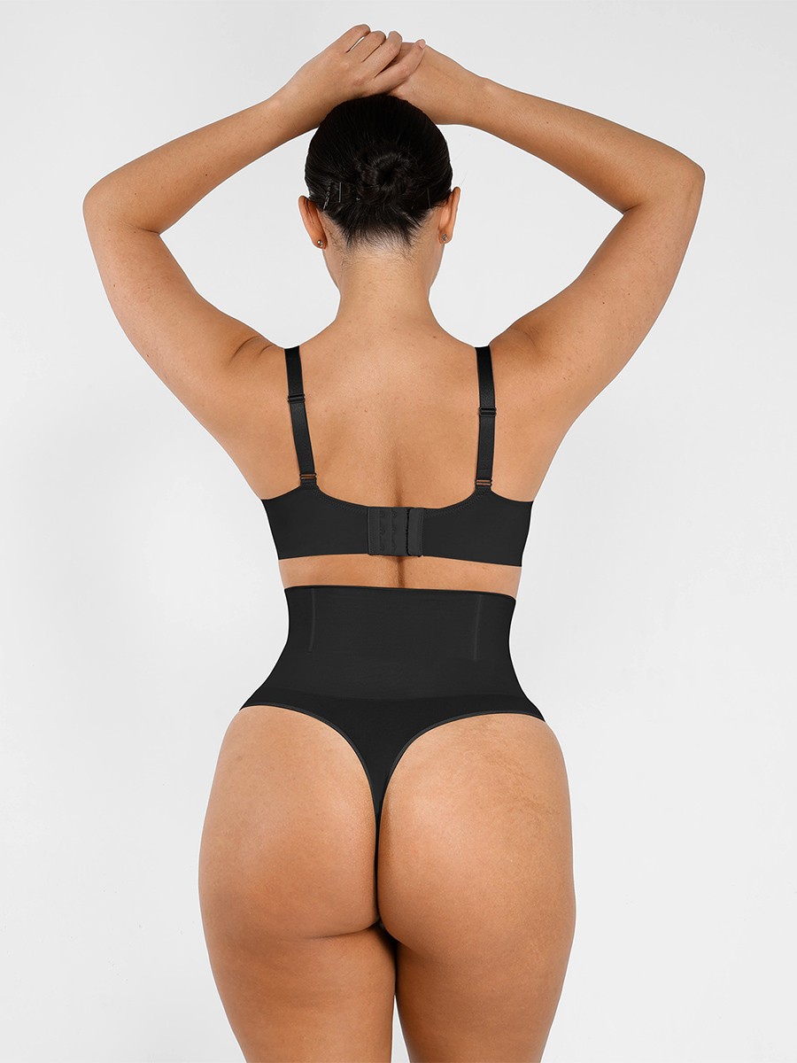 Black Semaless Mid-thigh Waist Recycled Seamless Panties