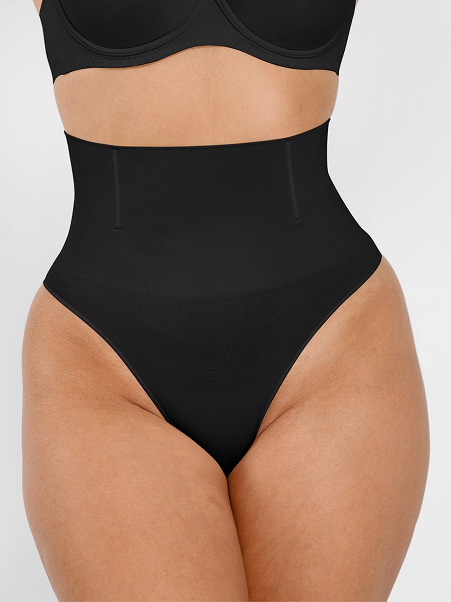 Black Semaless Mid-thigh Waist Recycled Seamless Panties