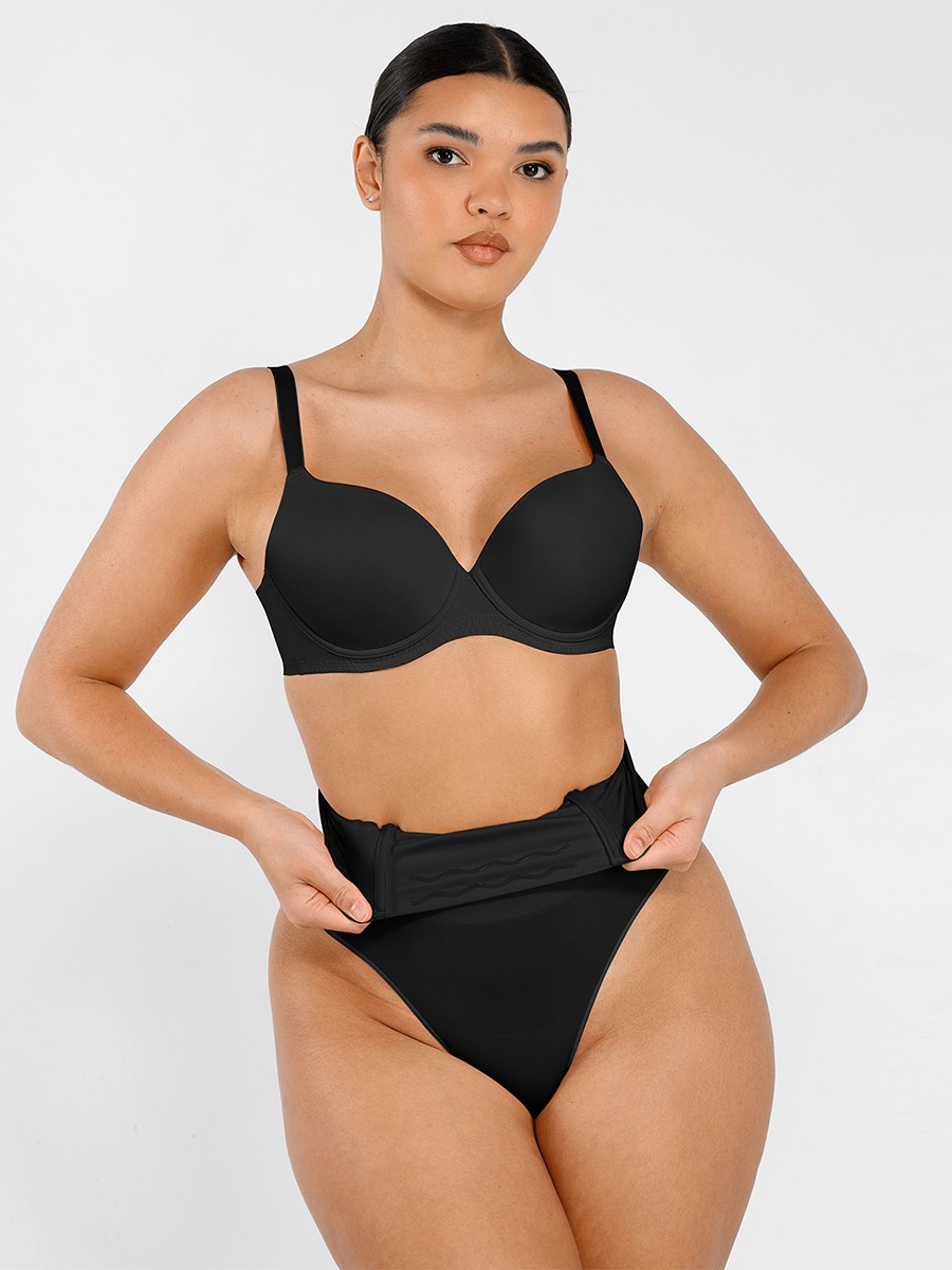 Black Semaless Mid-thigh Waist Recycled Seamless Panties
