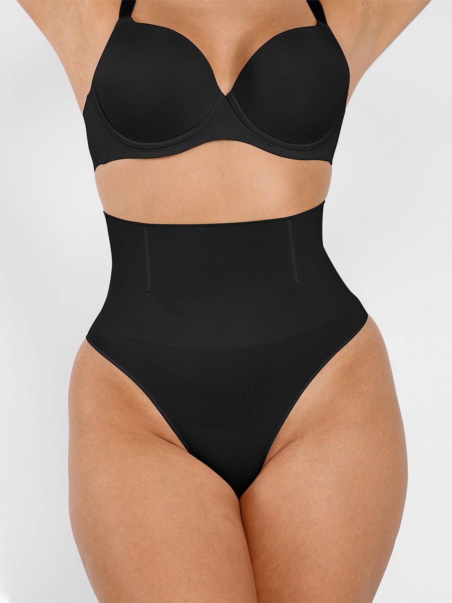 Black Semaless Mid-thigh Waist Recycled Seamless Panties