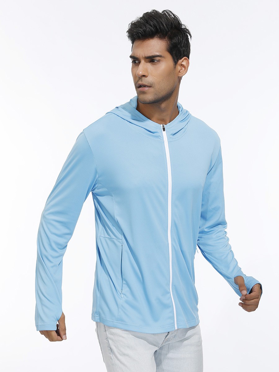 Sensual Curves Blue Hooded Zipper Sport Top Thumb Hole Moving