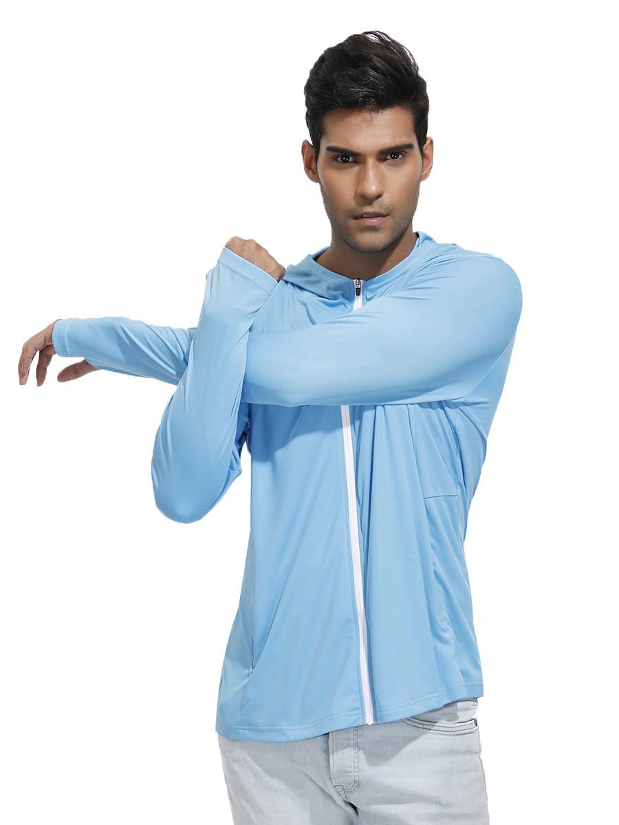 Sensual Curves Blue Hooded Zipper Sport Top Thumb Hole Moving