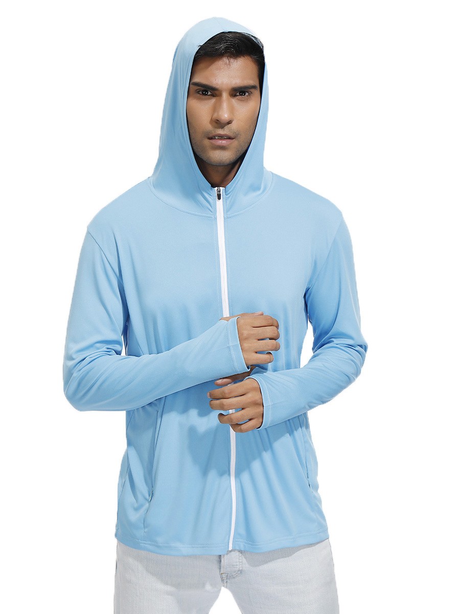 Sensual Curves Blue Hooded Zipper Sport Top Thumb Hole Moving