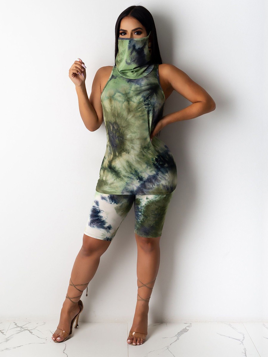 Flattering Dark Green Rounded Hem Vest High Waist Pants Ultra Sleek