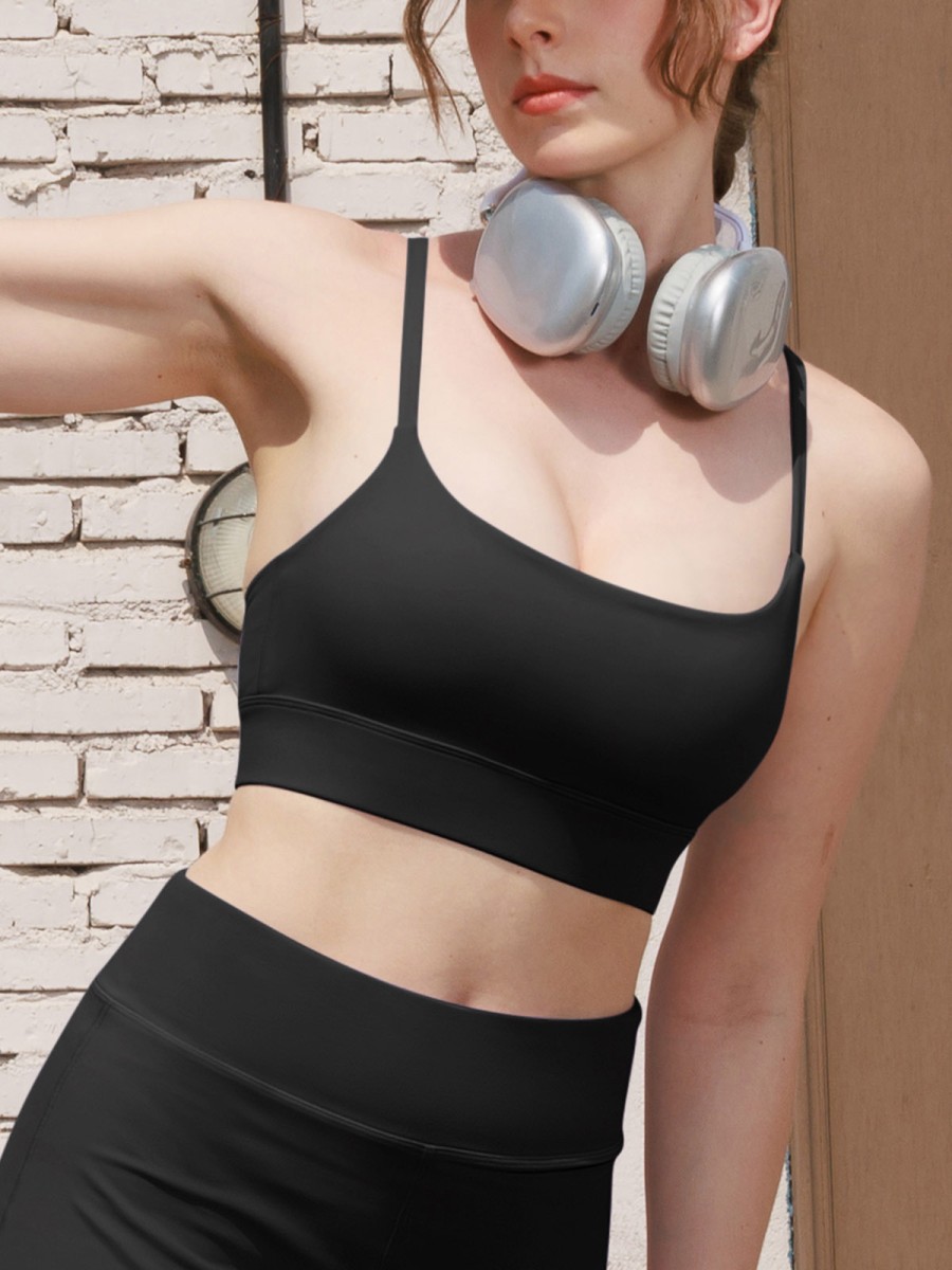 Wholesale Custom logo Sports Bra Gym Clothes U-Neck Spaghetti Strap Gym Bras for Women