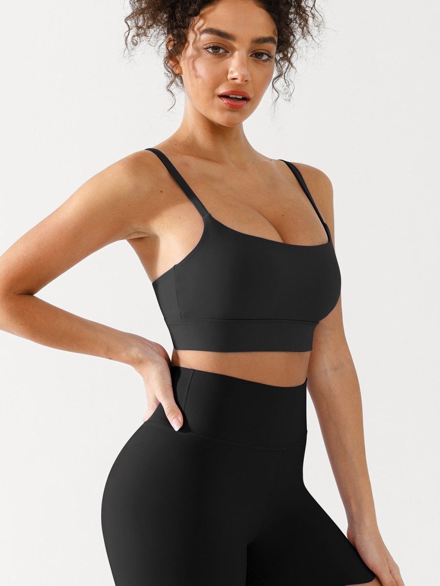 Wholesale Custom logo Sports Bra Gym Clothes U-Neck Spaghetti Strap Gym Bras for Women