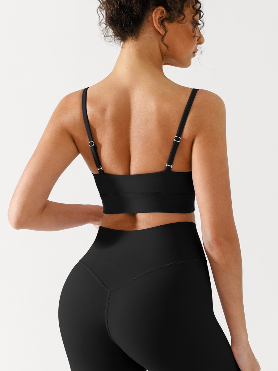 Wholesale Custom logo Sports Bra Gym Clothes U-Neck Spaghetti Strap Gym Bras for Women