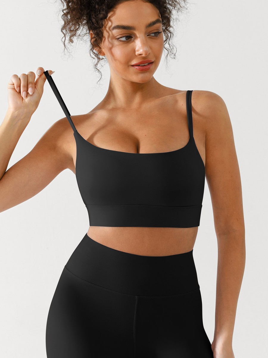 Wholesale Custom logo Sports Bra Gym Clothes U-Neck Spaghetti Strap Gym Bras for Women