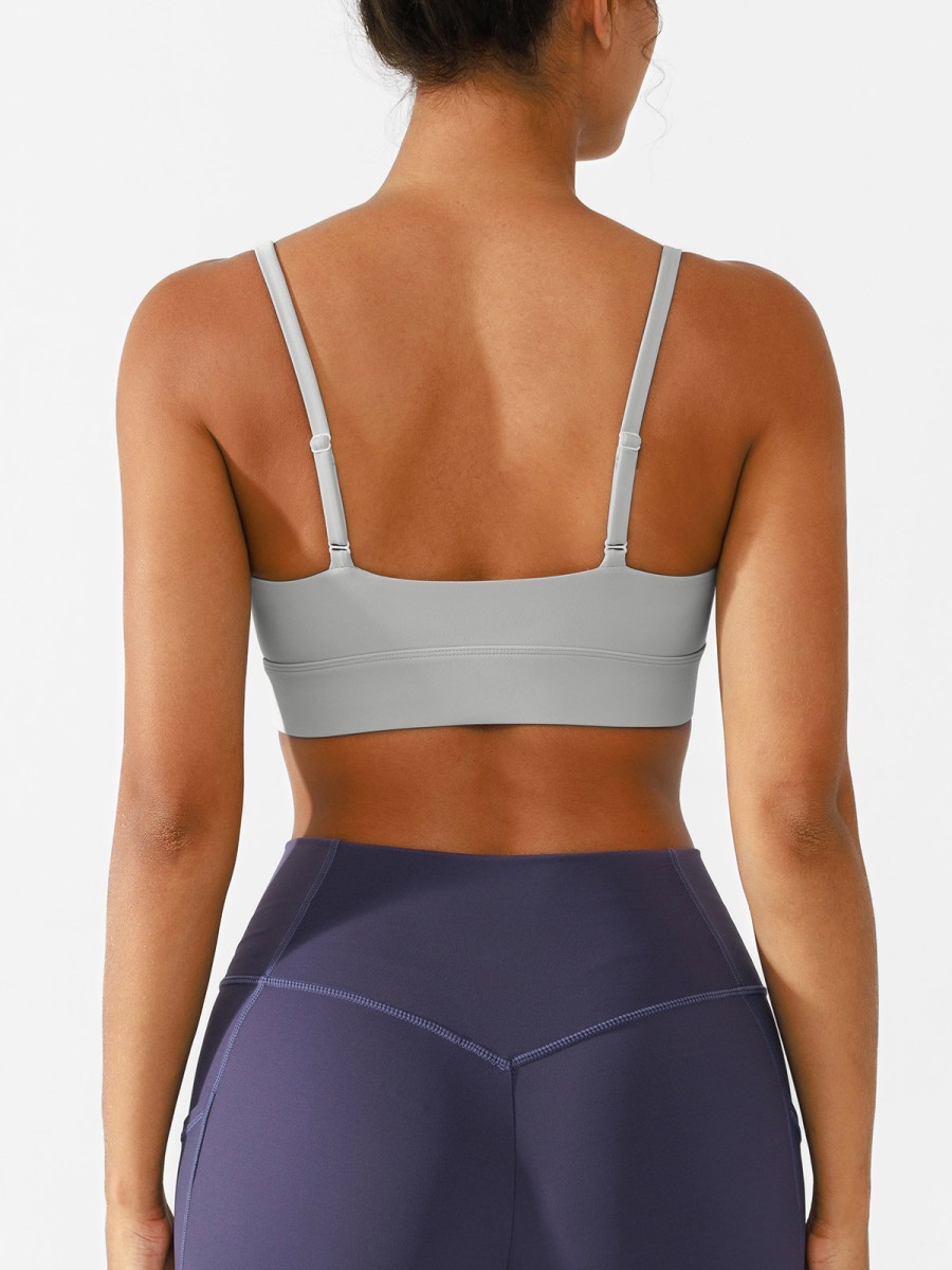 Wholesale Custom logo Sports Bra Gym Clothes U-Neck Spaghetti Strap Gym Bras