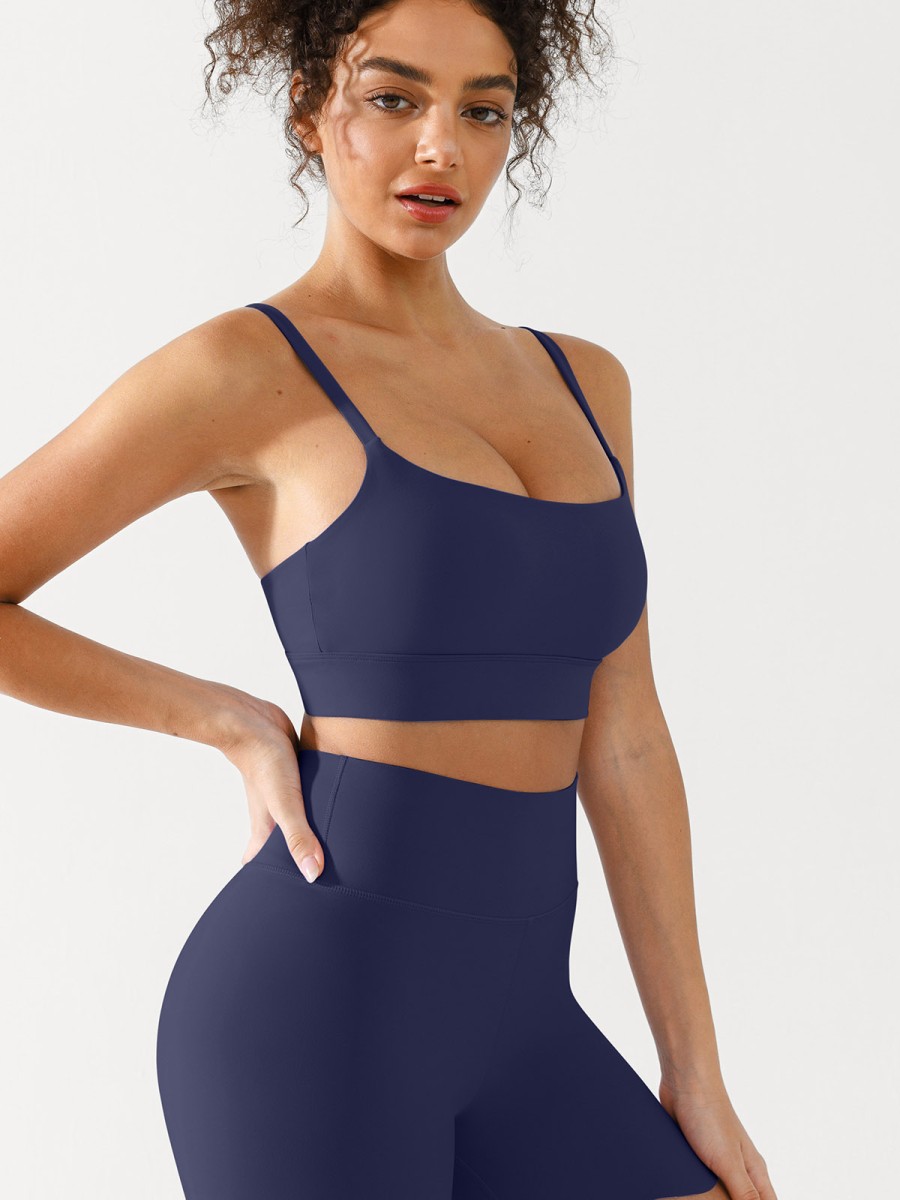 Women's Wholesale Custom logo Sports Bra Gym Clothes U-Neck Spaghetti Strap Bra