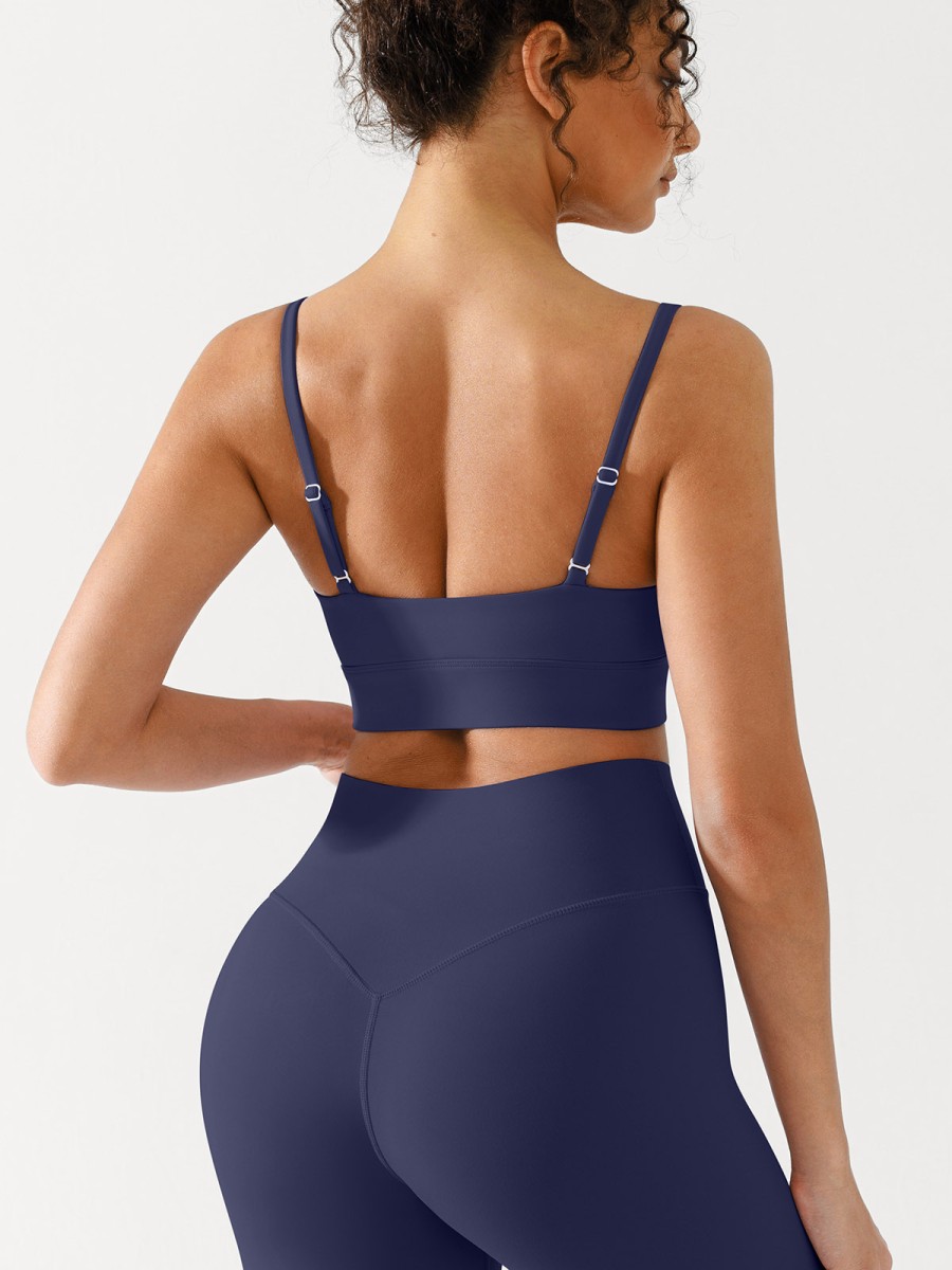 Women's Wholesale Custom logo Sports Bra Gym Clothes U-Neck Spaghetti Strap Bra