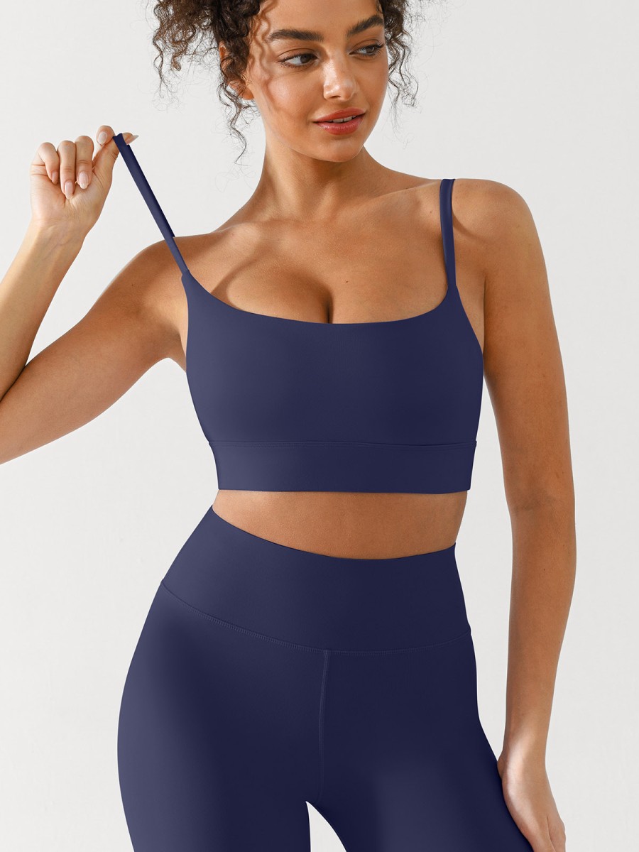 Women's Wholesale Custom logo Sports Bra Gym Clothes U-Neck Spaghetti Strap Bra