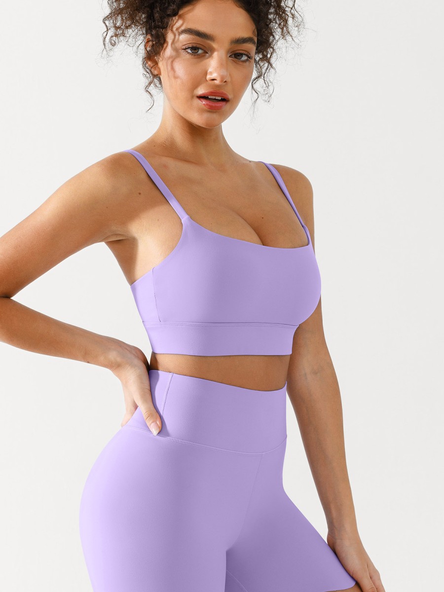 Wholesale Custom logo Sports Bra Gym Clothes U-Neck Spaghetti Strap Bra for Women