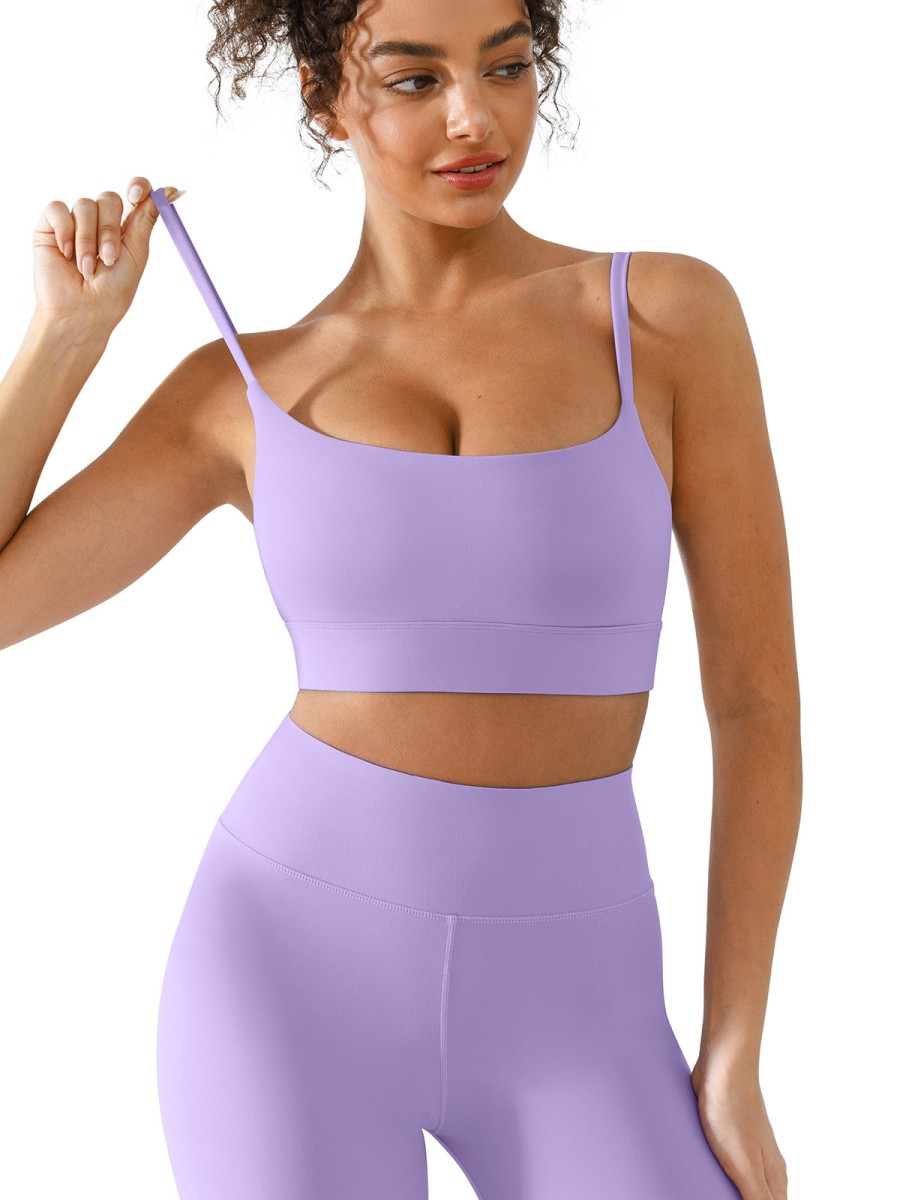 Wholesale Custom logo Sports Bra Gym Clothes U-Neck Spaghetti Strap Bra for Women