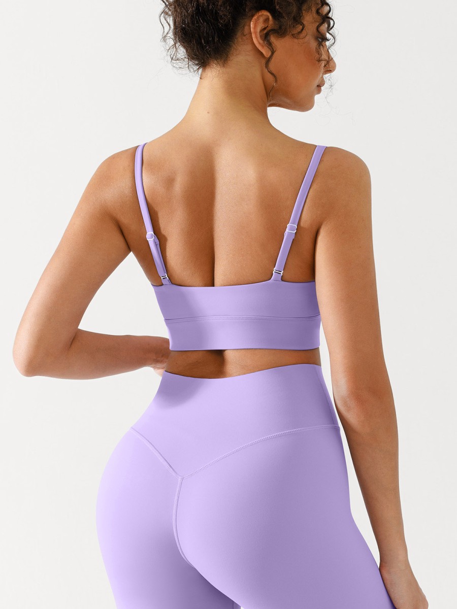 Wholesale Custom logo Sports Bra Gym Clothes U-Neck Spaghetti Strap Bra for Women