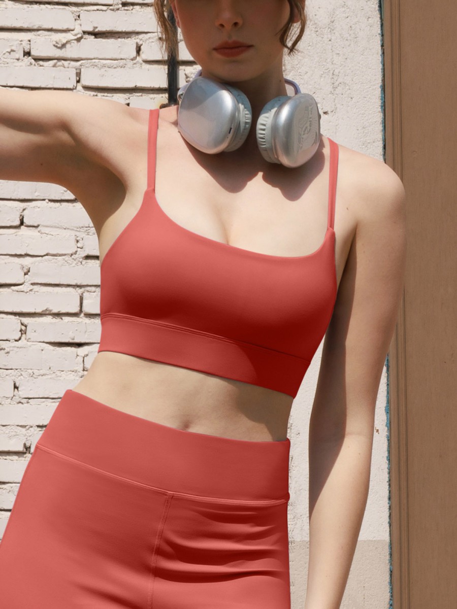 Wholesale Custom logo Sports Bra Gym Clothes U-Neck Spaghetti Strap Bra