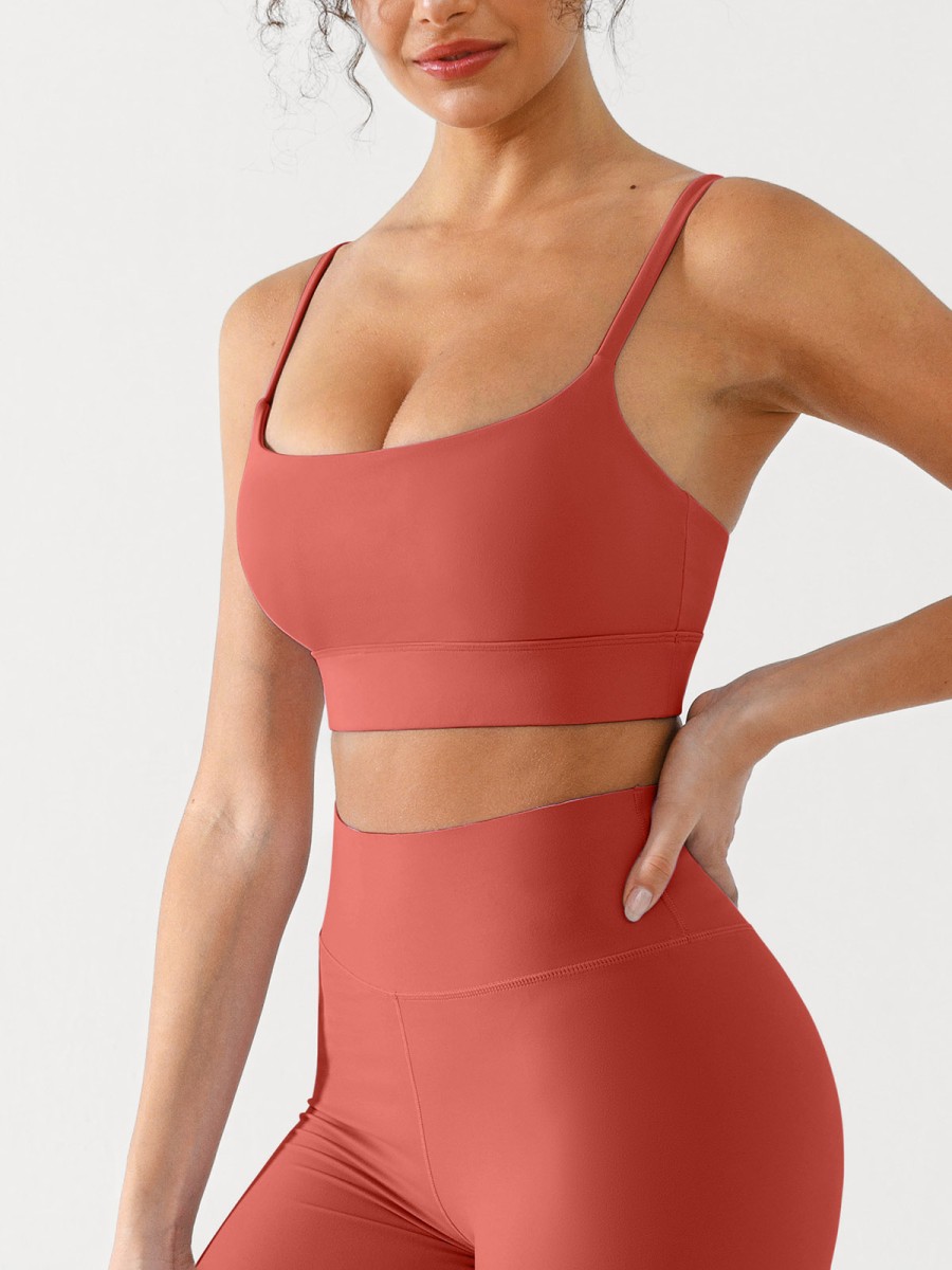 Wholesale Custom logo Sports Bra Gym Clothes U-Neck Spaghetti Strap Bra