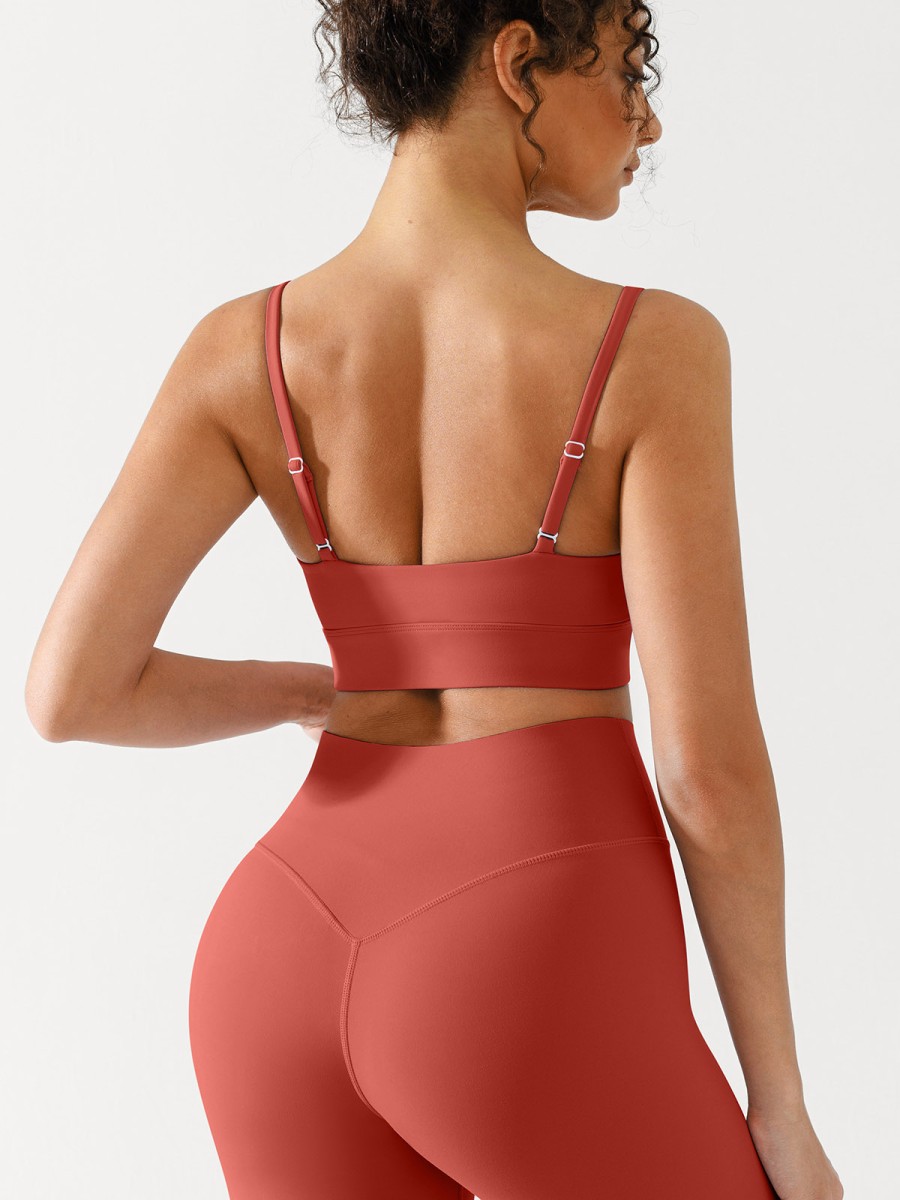 Wholesale Custom logo Sports Bra Gym Clothes U-Neck Spaghetti Strap Bra