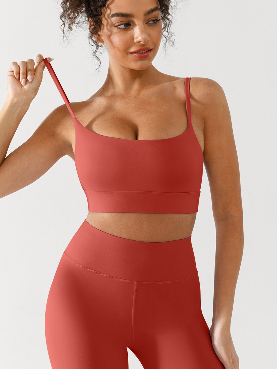 Wholesale Custom logo Sports Bra Gym Clothes U-Neck Spaghetti Strap Bra