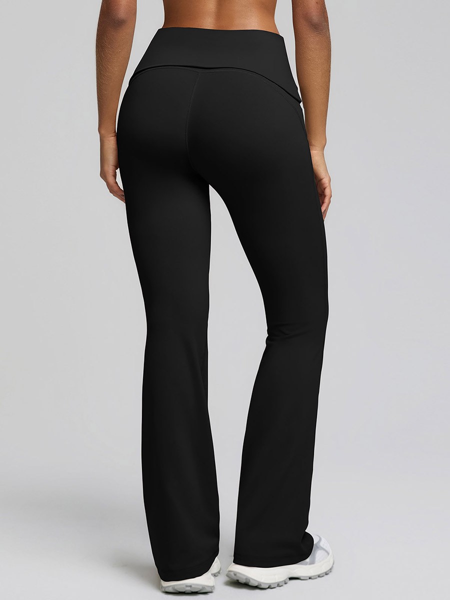 Vractive Wholesale High Waist Flared Yoga Leggings Seamless Anti Camel Toe Pants