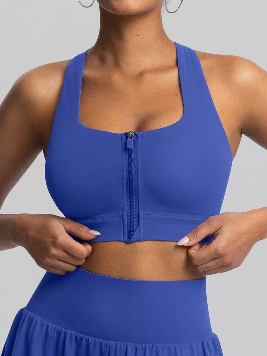 Vractive Zipper Molded Sports Bra Easy On Off Workout Vest