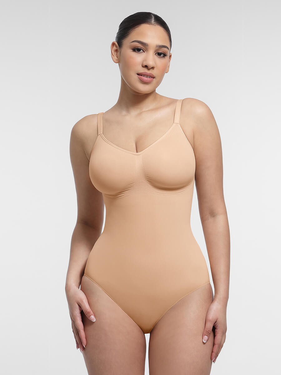 Seamless Chest Support Waist Control Snap Crotch Shapewear Bodysuit