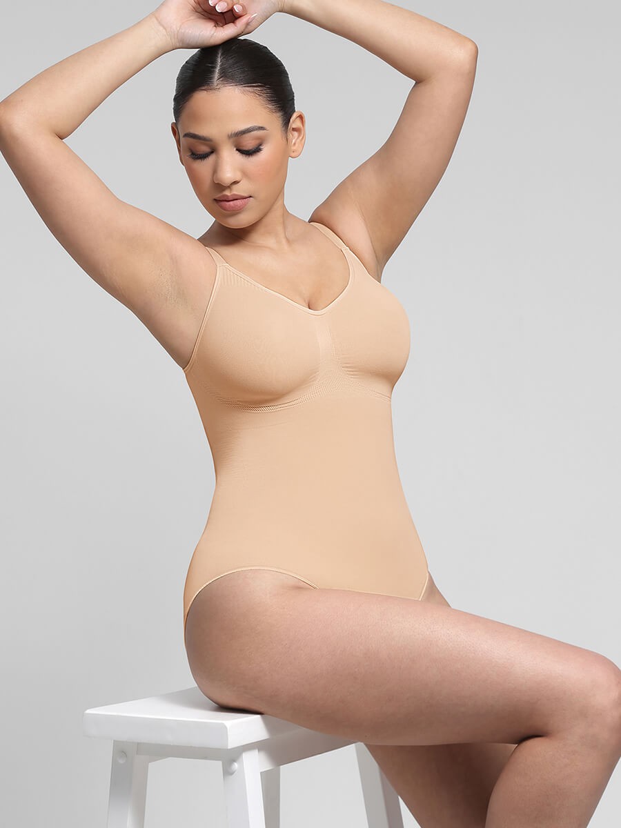 Seamless Chest Support Waist Control Snap Crotch Shapewear Bodysuit