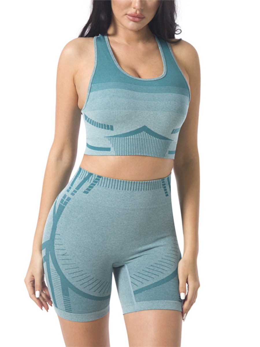 Light Green Breathable Women Two Piece Activewear Set