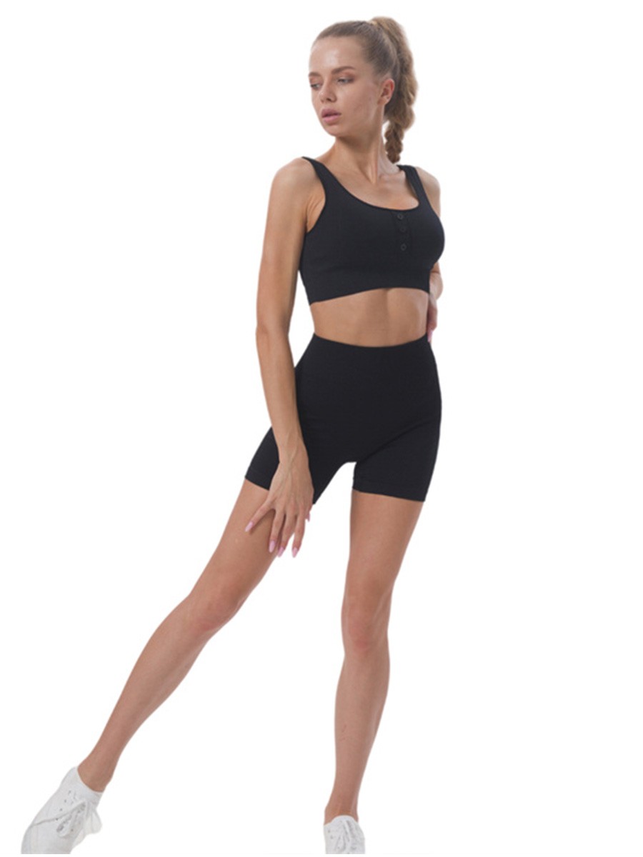 Summer Black Workout Sets For Women Gym Activewear Yoga Outfit