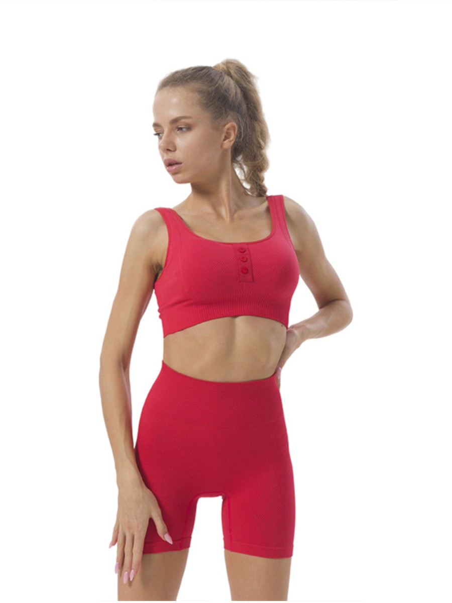 Red Workout Clothing Yoga Shorts  For Women Gym Activewear
