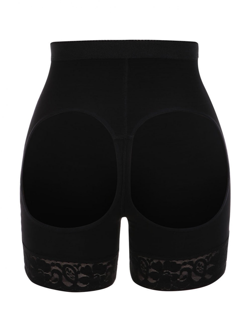 Stylish Black Anti-Curling Butt Lifting Panty Lace Hemline Curve Shaping