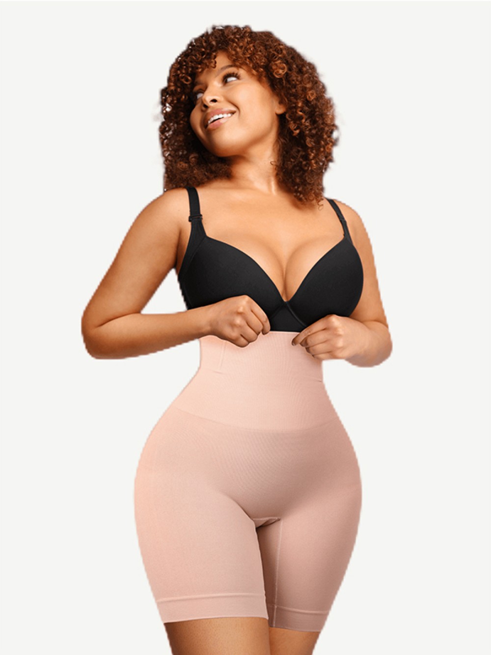 Seamelss High-Waisted Mid-Thigh Double-layer Tummy Short