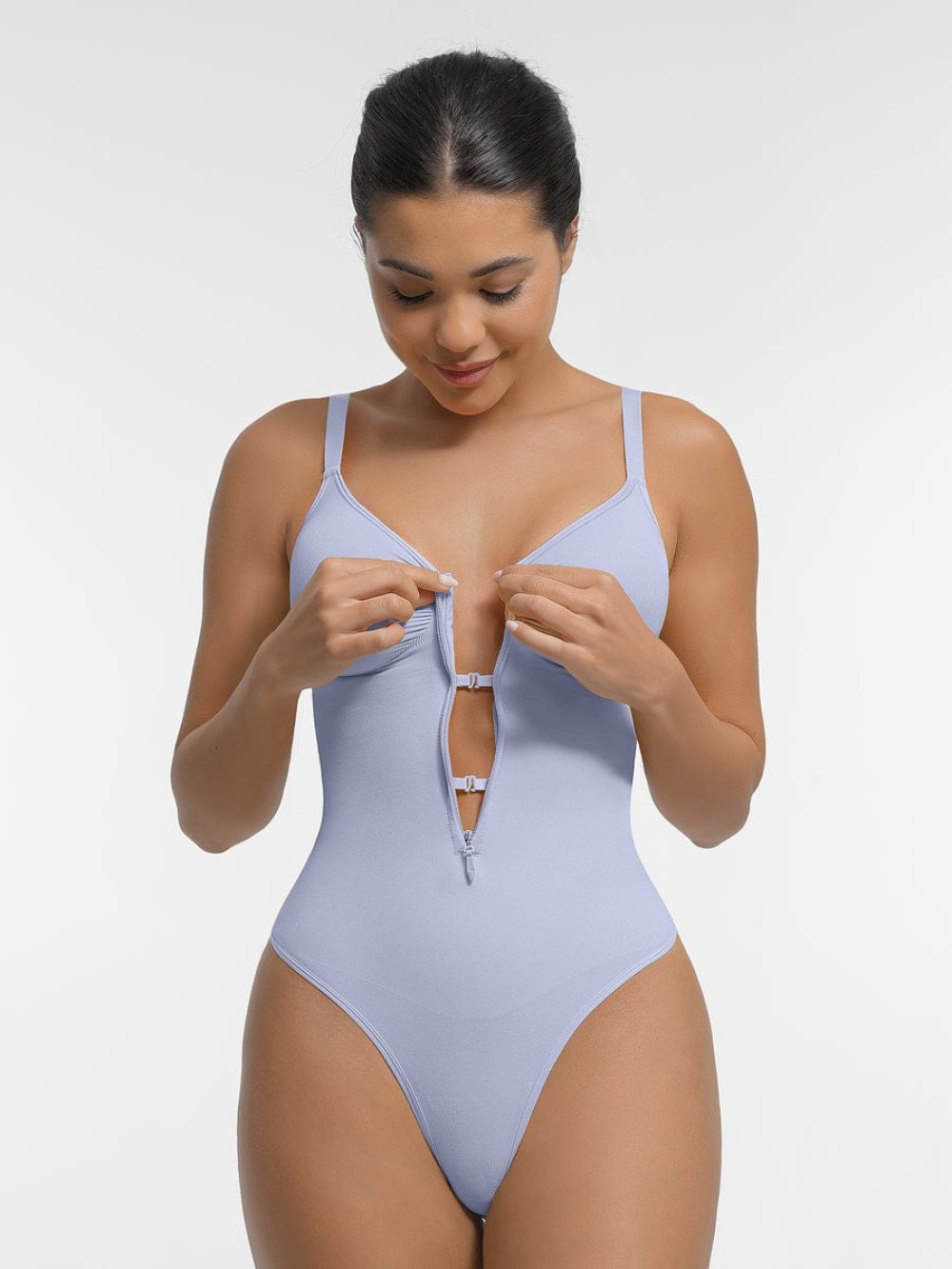 Seamless Chest Support Tummy Control Zipper Bodysuit