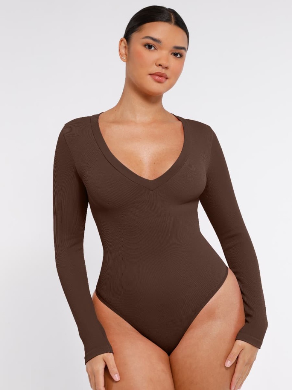 Seamless Long Sleeved Waist Shaping Tummy Control Bodysuit