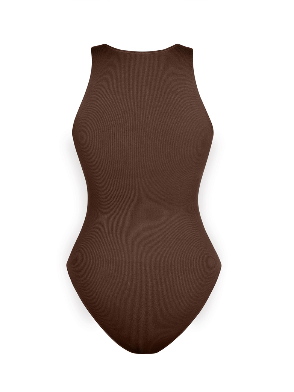 Women Seamless Ribbed Zip Front Sleeveless Briefs Bodysuit