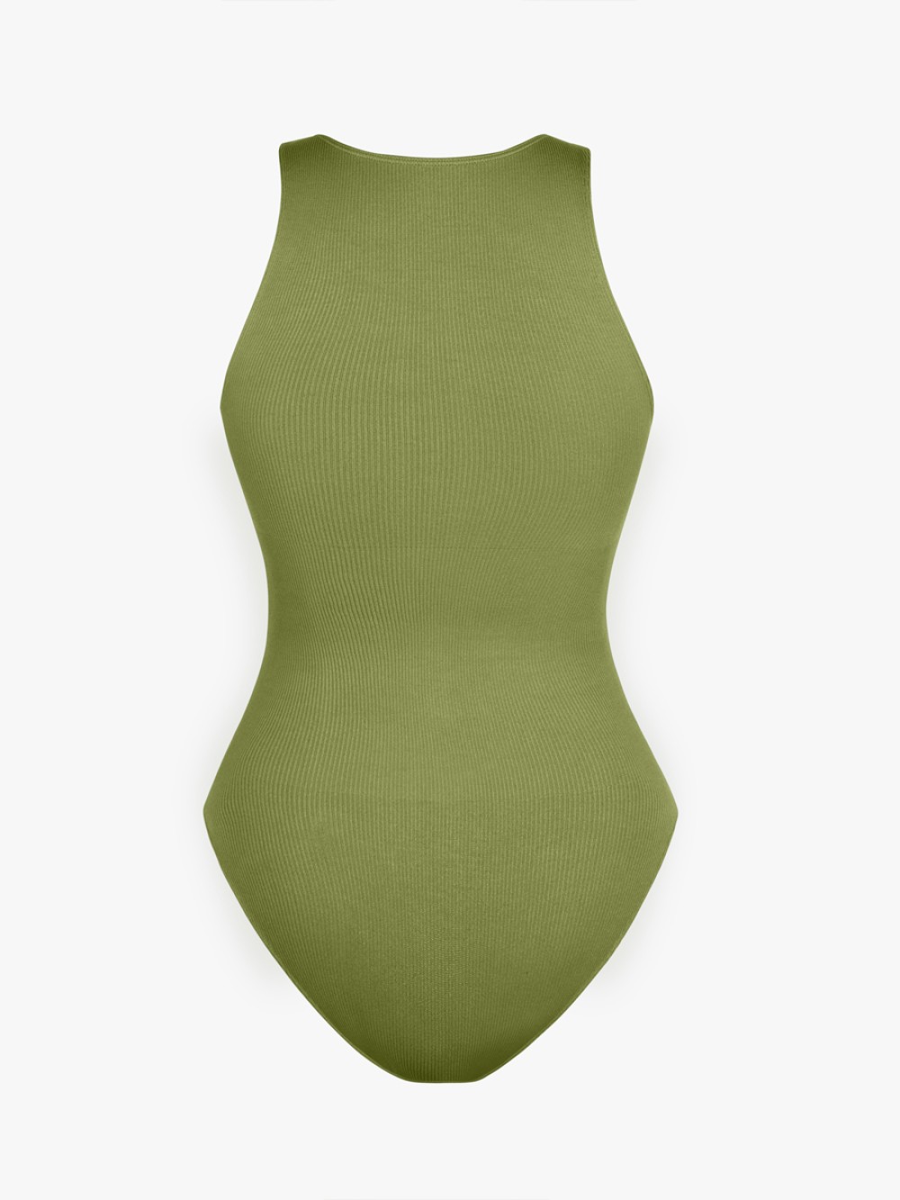 Fashion Women Seamless Ribbed Zip Front Sleeveless Briefs Bodysuit