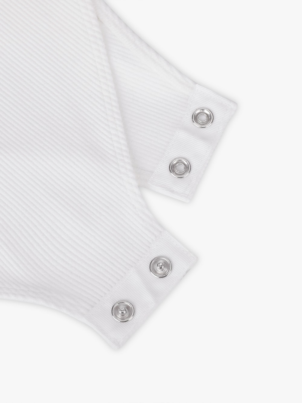 White Seamless Ribbed Zip Front Sleeveless Briefs Bodysuit