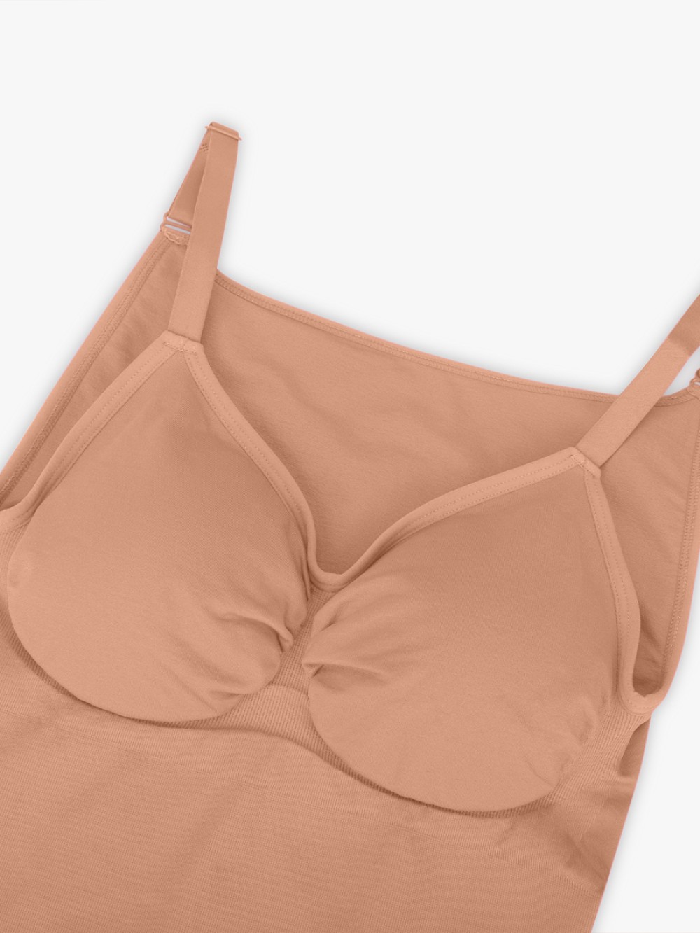 Women Seamless Bra Free Cami Tummy Control Thong Bodysuit with Removable Pads