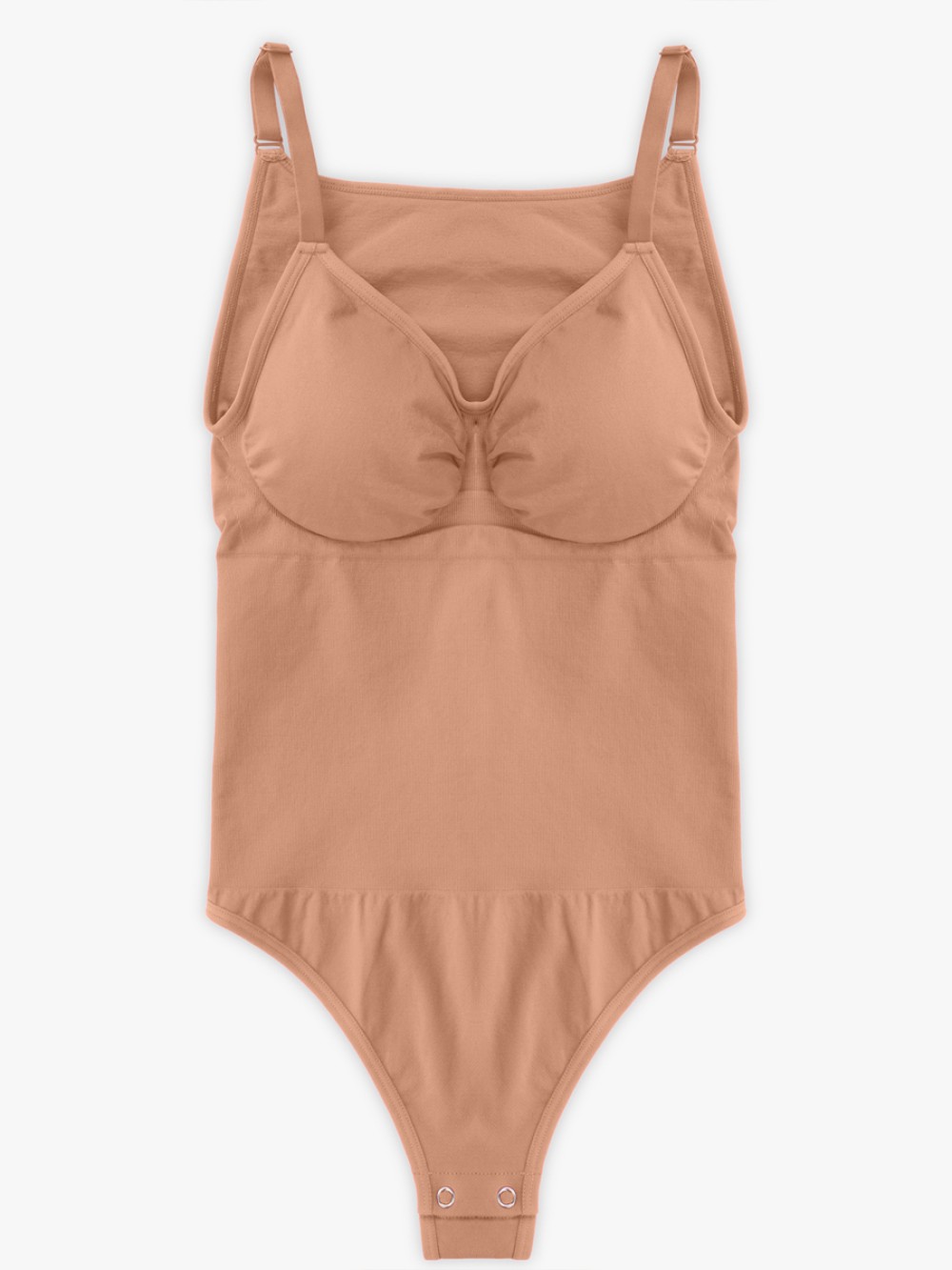 Women Seamless Bra Free Cami Tummy Control Thong Bodysuit with Removable Pads
