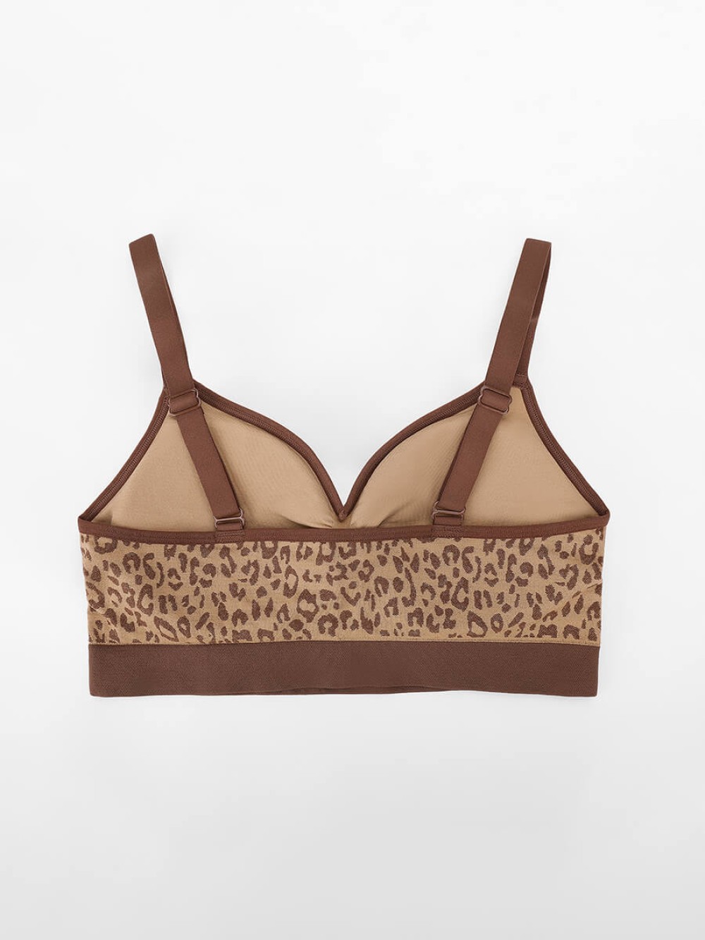 Seamless Leopard Print Bust Support Bra with Adjustable Straps