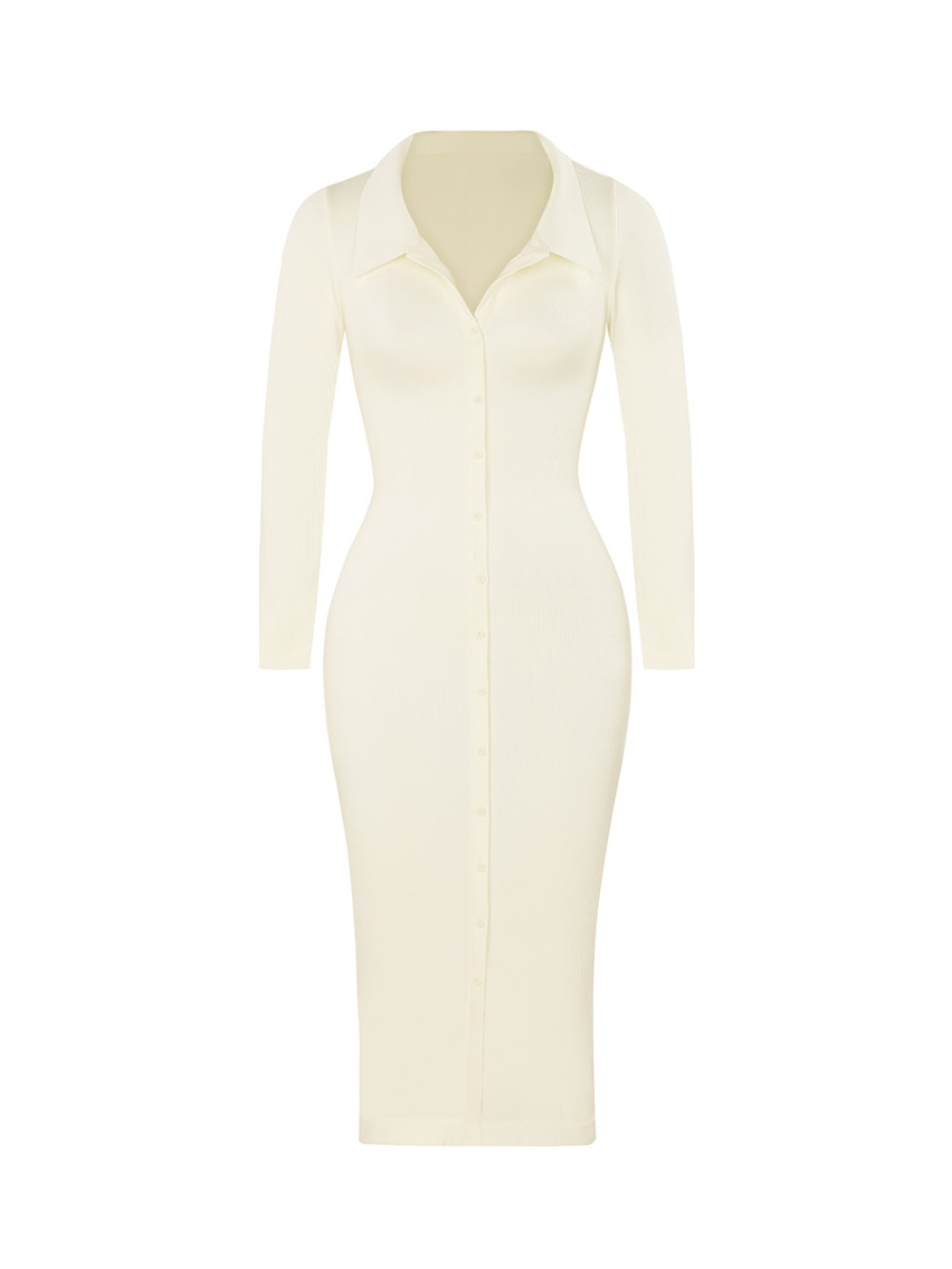 Fashion Seamless Waist Trimming Retro Long Sleeve Shirt Dress