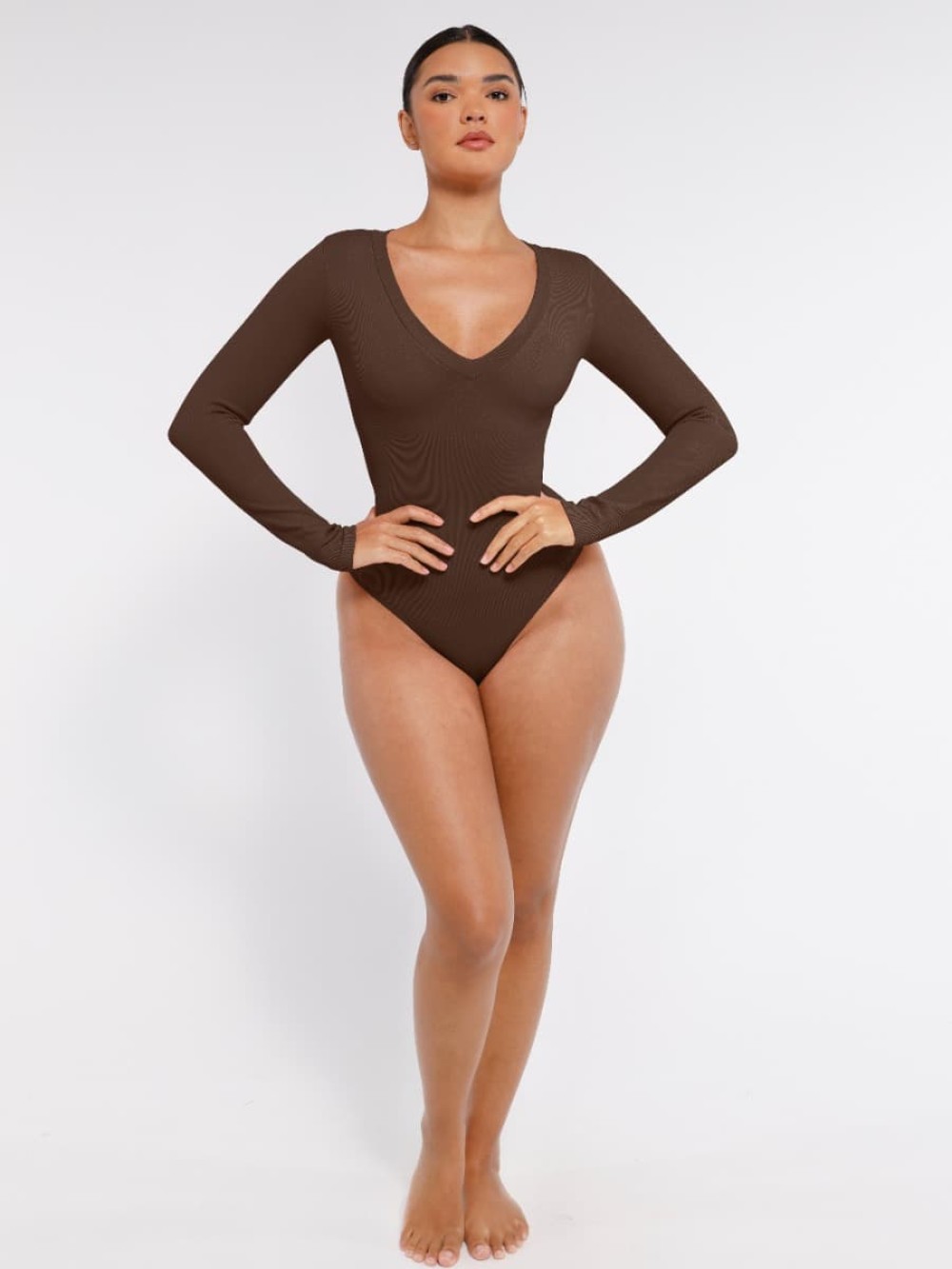 Seamless Long Sleeved Waist Shaping Tummy Control Bodysuit