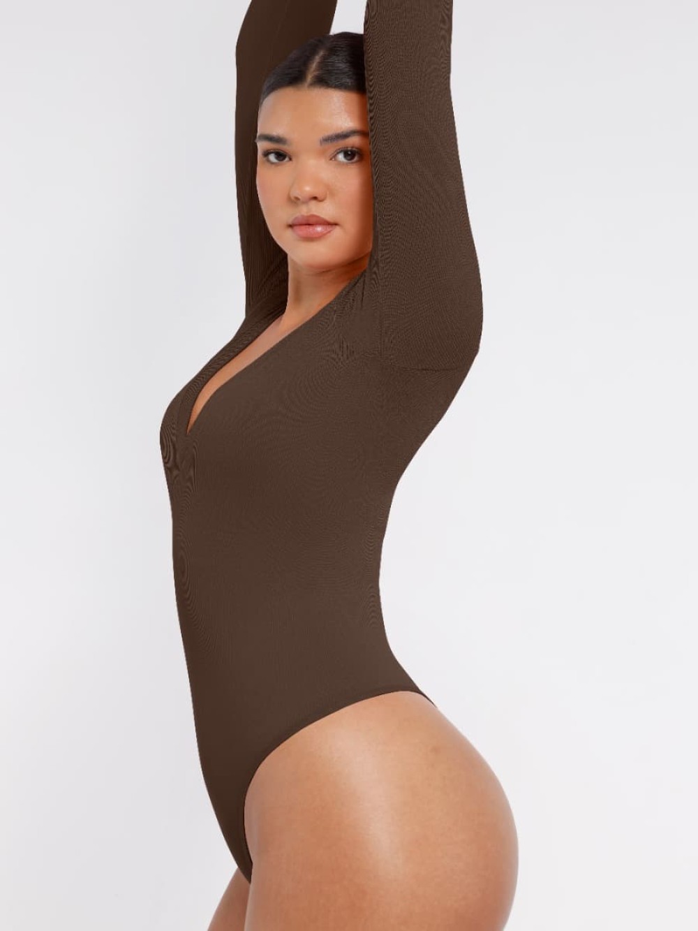 Seamless Long Sleeved Waist Shaping Tummy Control Bodysuit