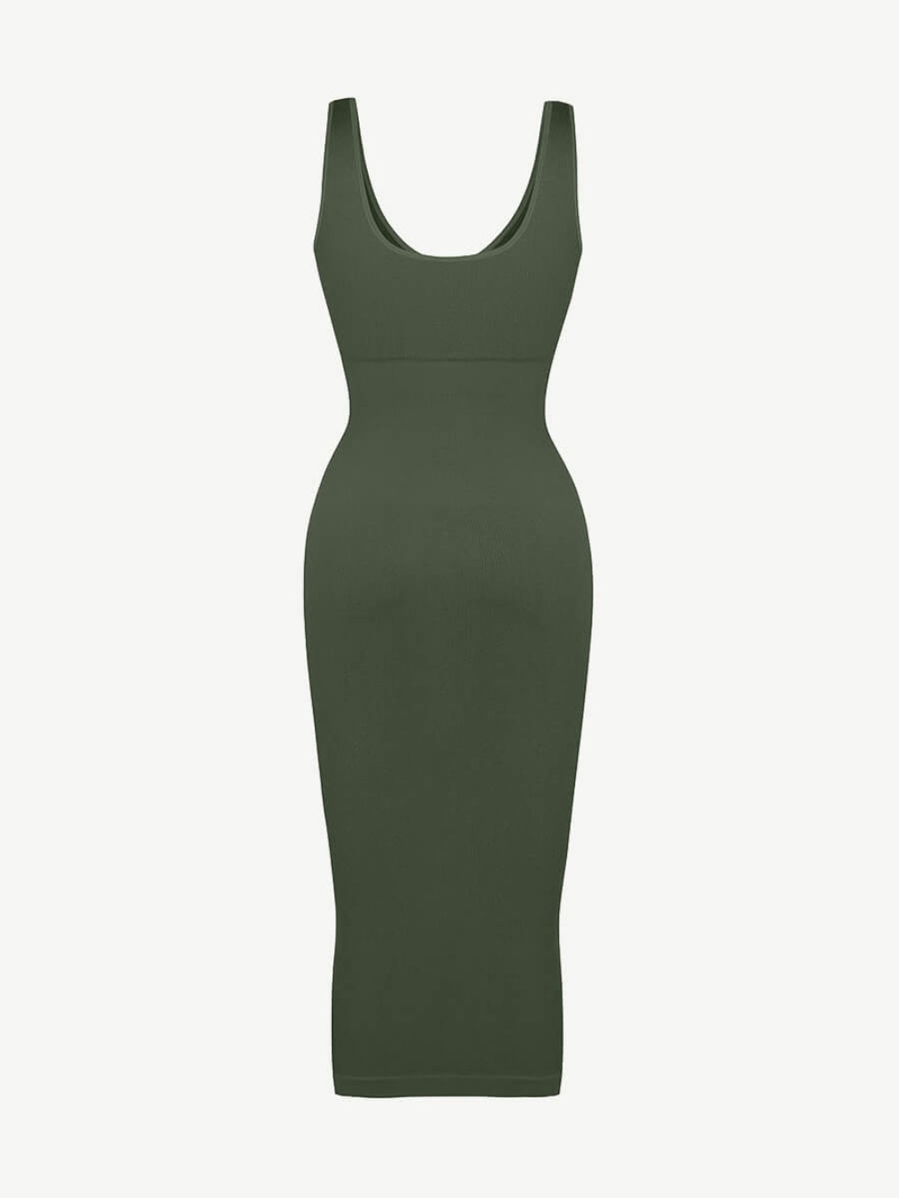 Deep V-neck Seamless Waist Trimming Shaping Dress with Removable Pads
