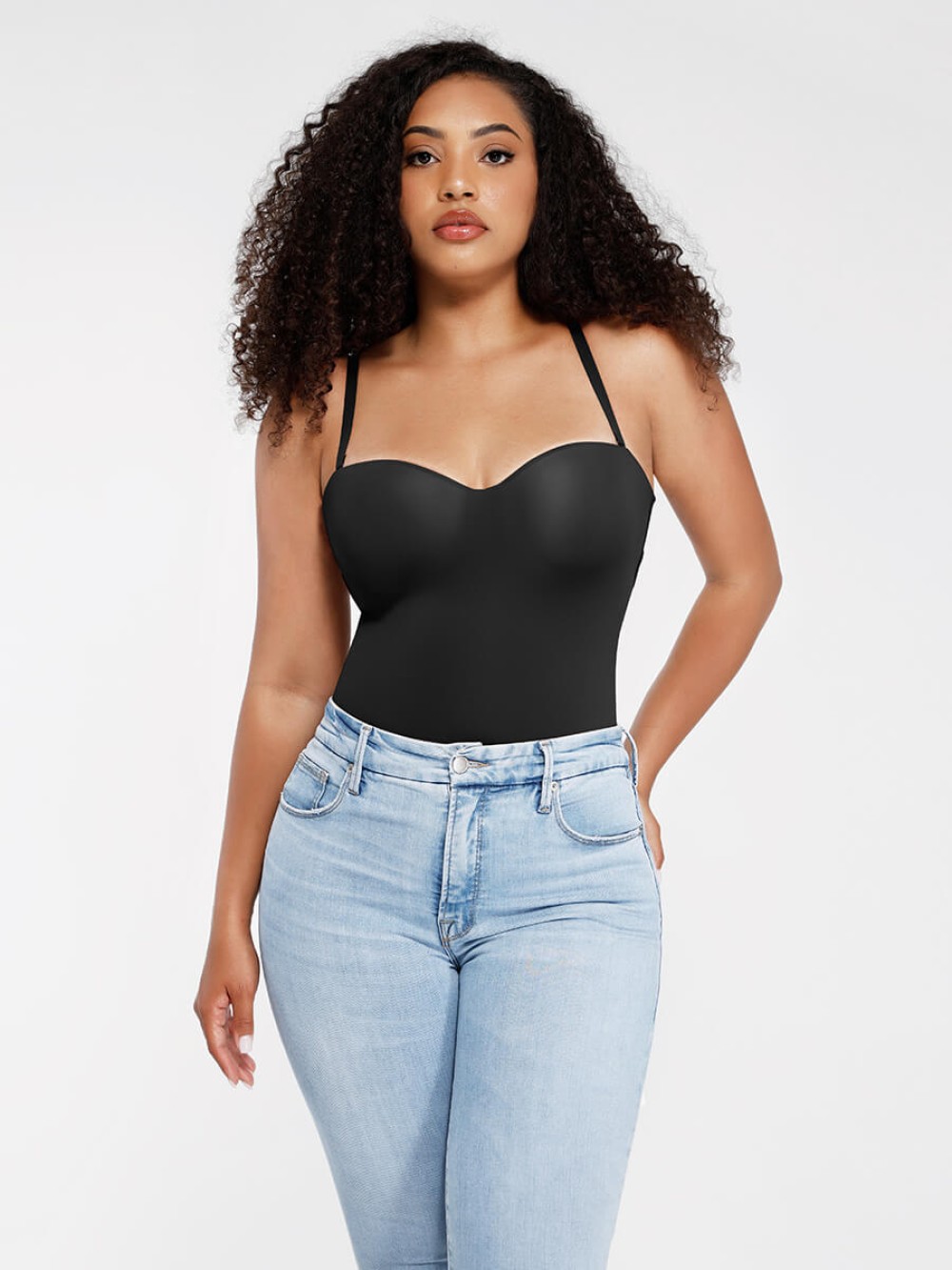 One-Piece Underwire Strap Removable Waist And Abdomen Shaping Thong Bodysuit