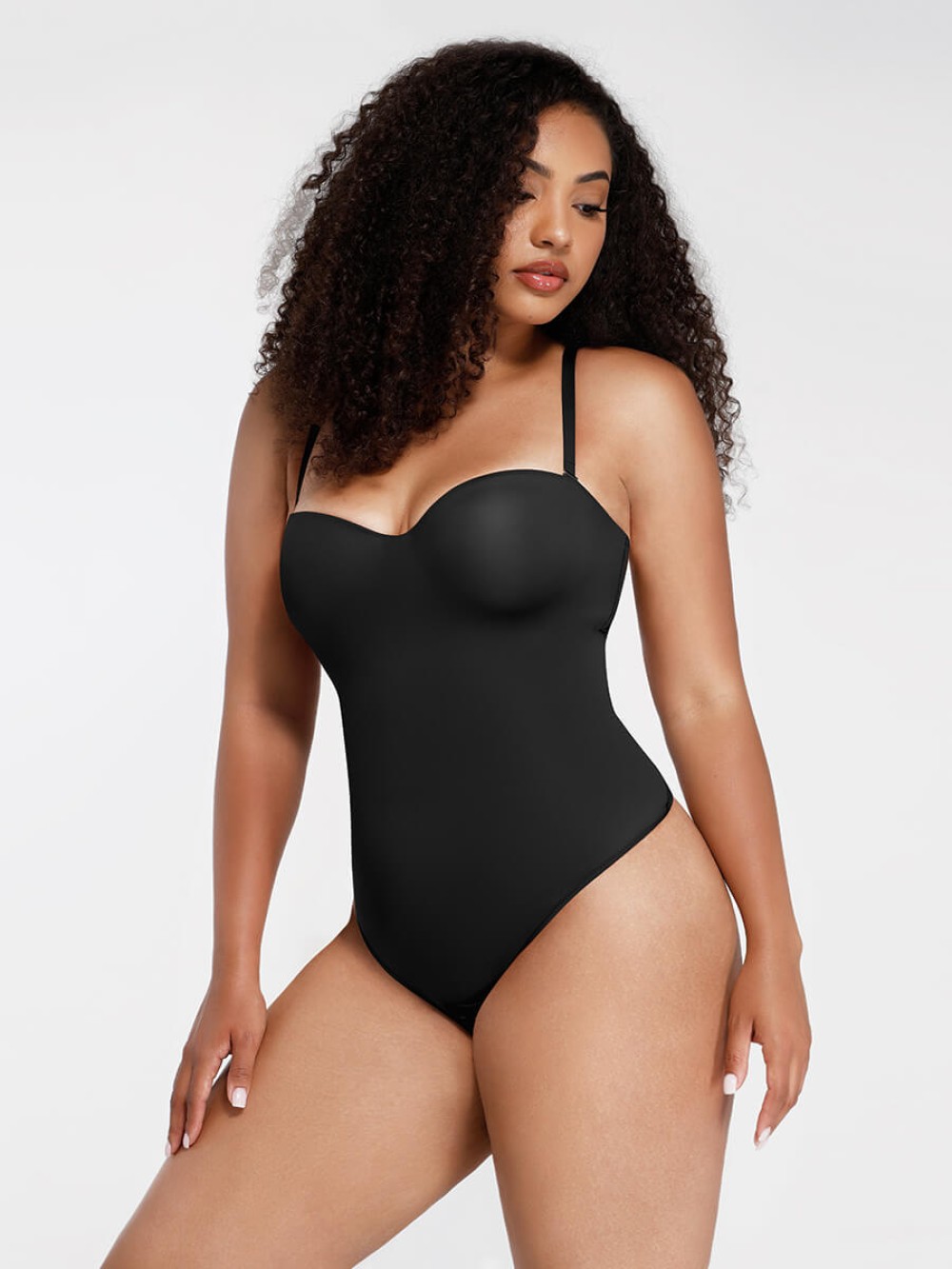 One-Piece Underwire Strap Removable Waist And Abdomen Shaping Thong Bodysuit