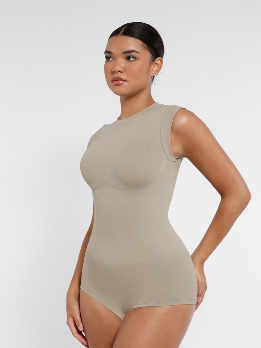 Seamless Cap Sleeve Waist and Abdomen Shaping Bodysuit